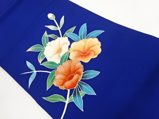 Nagoya obi with camellia pattern in gold Shioze